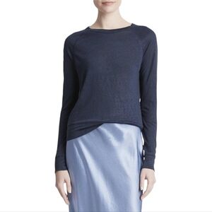 🆕✨ NWT Vince 100% Linen Raglan Long Sleeve Tee Top Navy Blue M